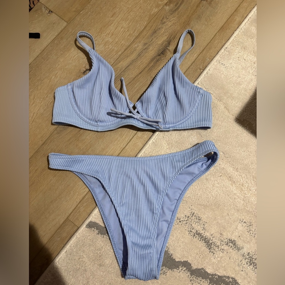Hollister Light Blue Ribbed Two-Piece Bikini